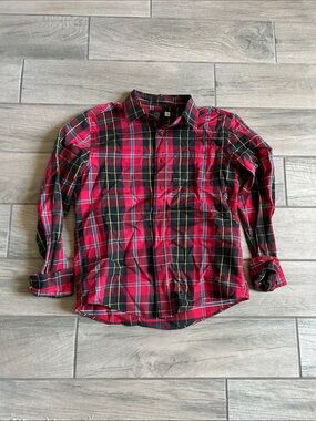 OP Red and Black Plaid Long-Sleeve Button-Down Shirt